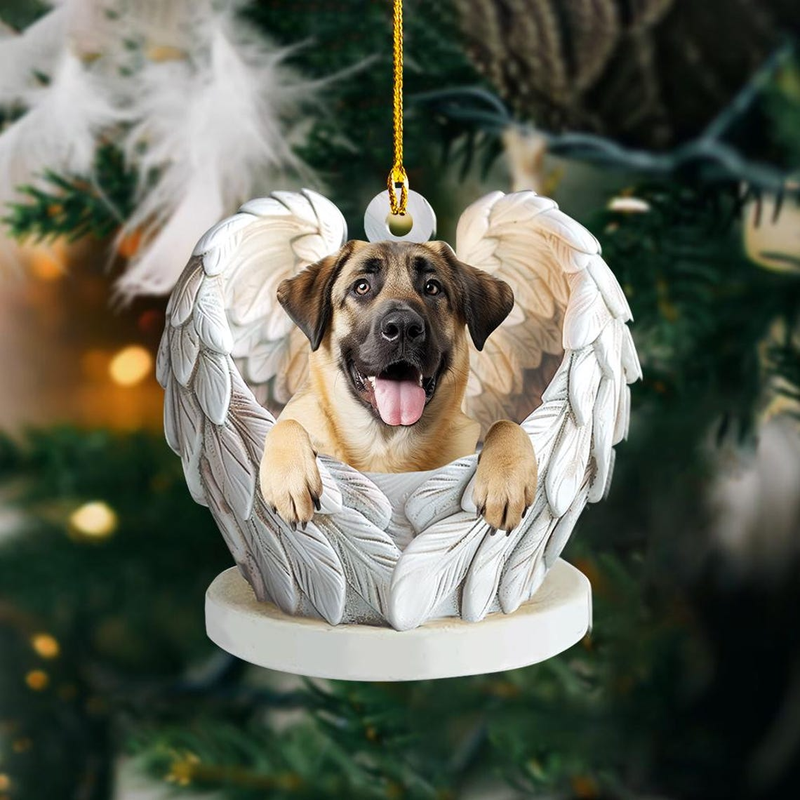 Cute Anatolian Shepherd Dog Angel Wings Ornament, Cute Dog Hanging Christmas Decor Ornament