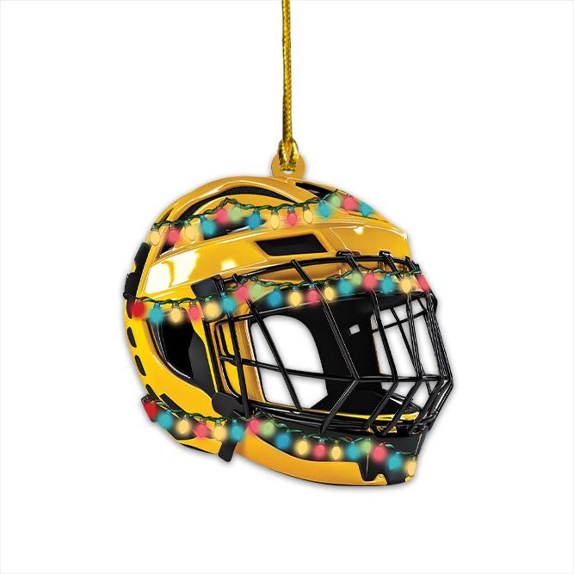 Hockey Helmet Christmas Light Ornament, Hockey Hanging Christmas Tree Ornament Decor