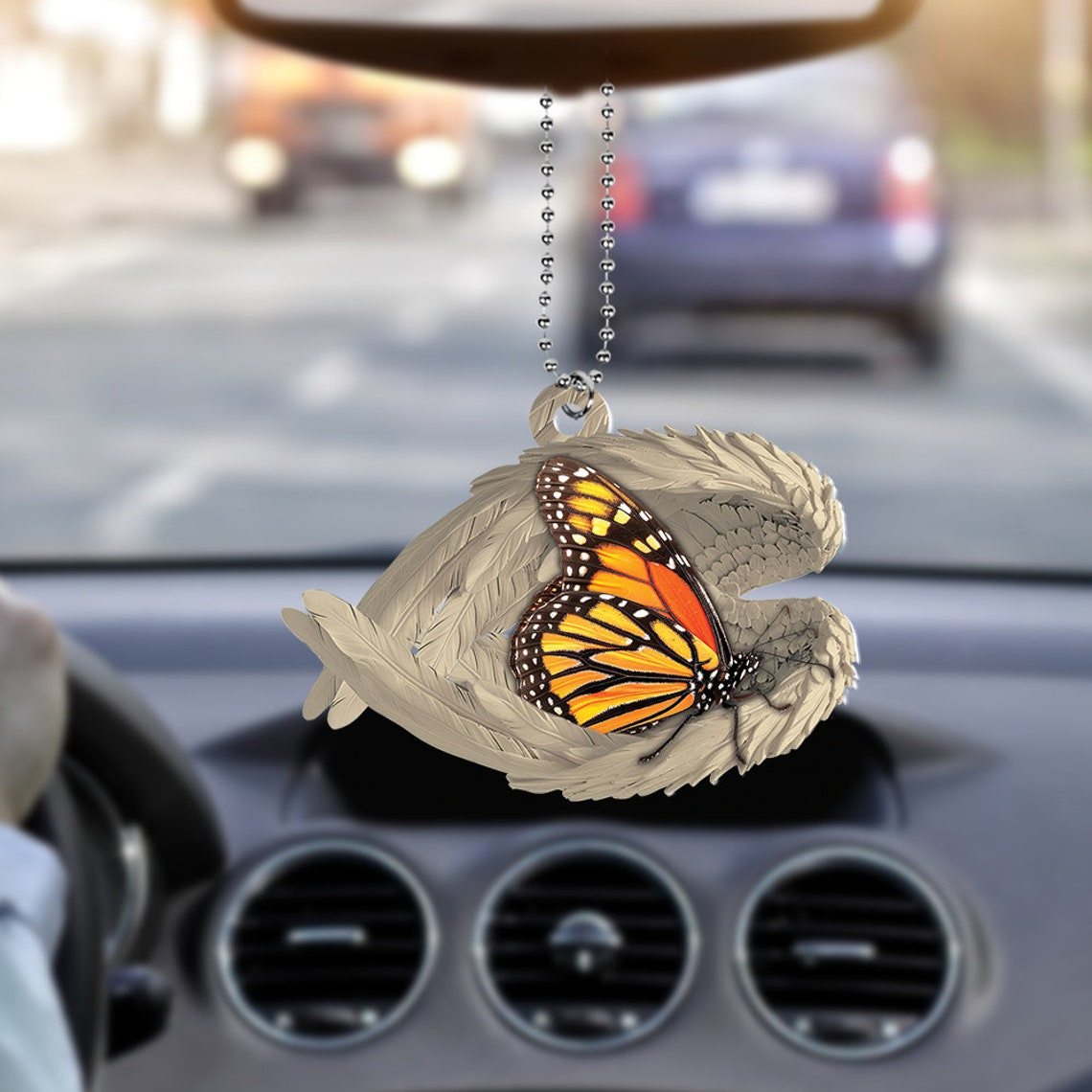 Butterfly Sleeping Angel Hanging Christmas Ornament, Butterfly Angel Wings Car Christmas Gift