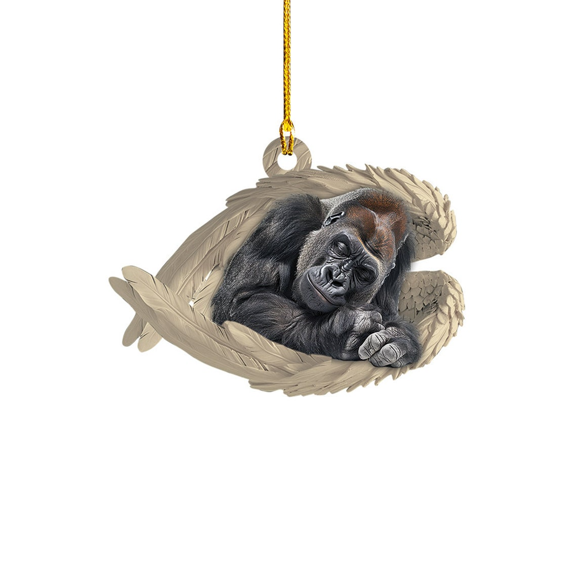 Gorilla Sleeping Angel Hanging Ornament Decor, Gorilla Angel Wings Christmas Ornament Holiday Gift