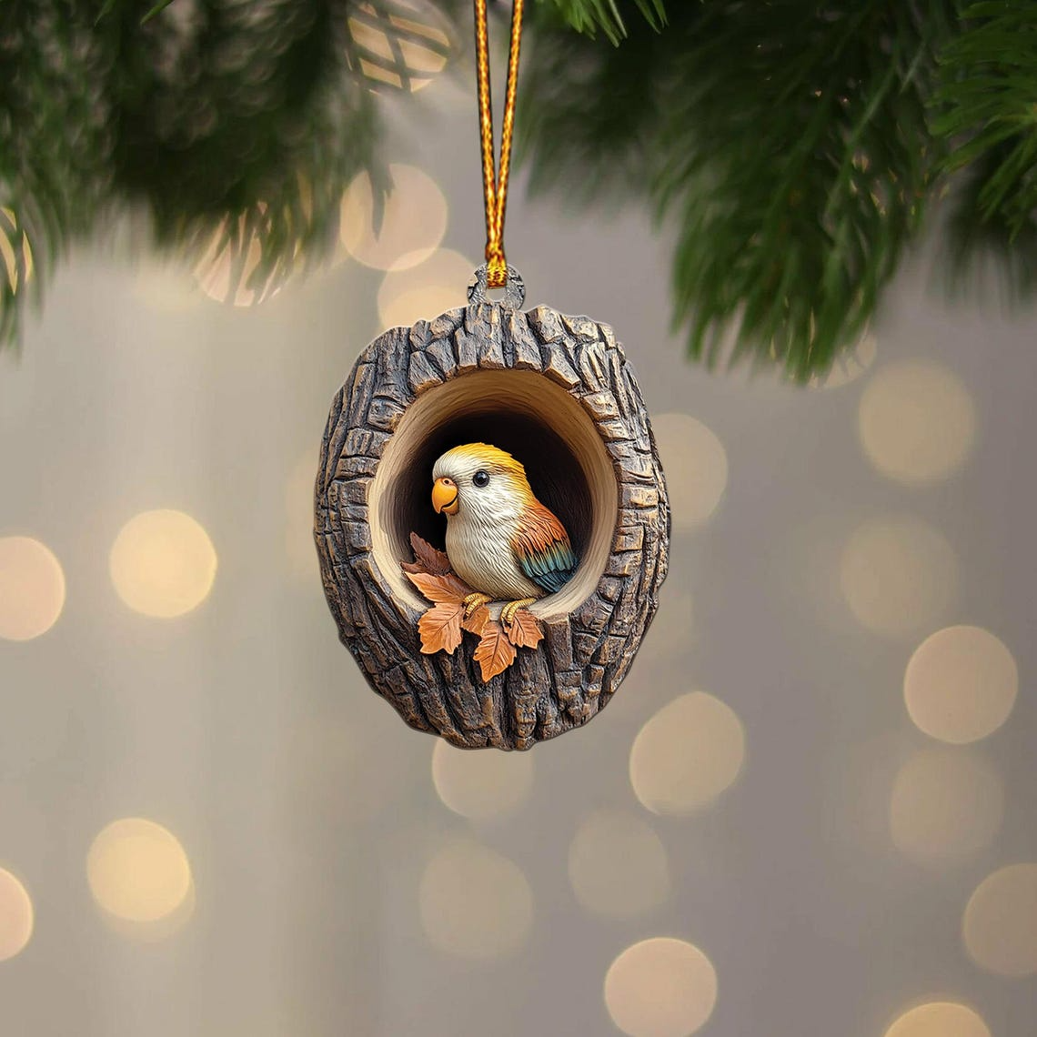 Cute Parrot Hanging Christmas Ornament, Christmas Parrot Rearview Mirror Car Ornament Decor