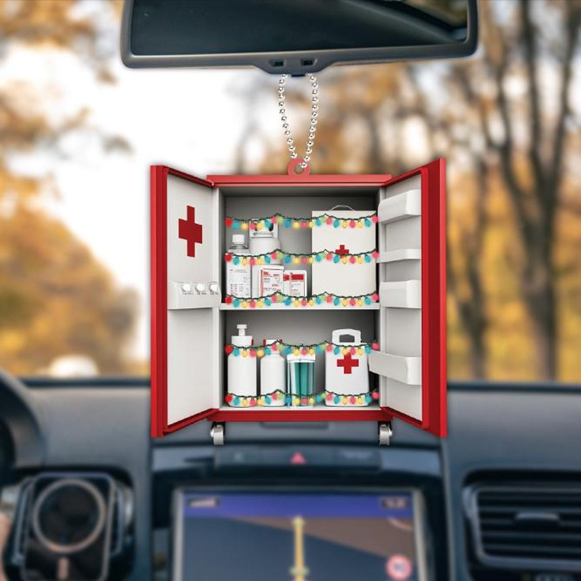 First Aid Cabinet Christmas Tree Ornament Decor, First Aid Kit Christmas Light Ornament Decor