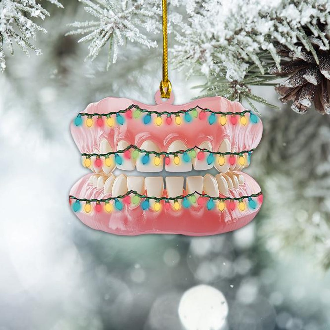 Dentist Christmas Light Ornament Gift, Christmas Dental Office Hanging Decor Ornament