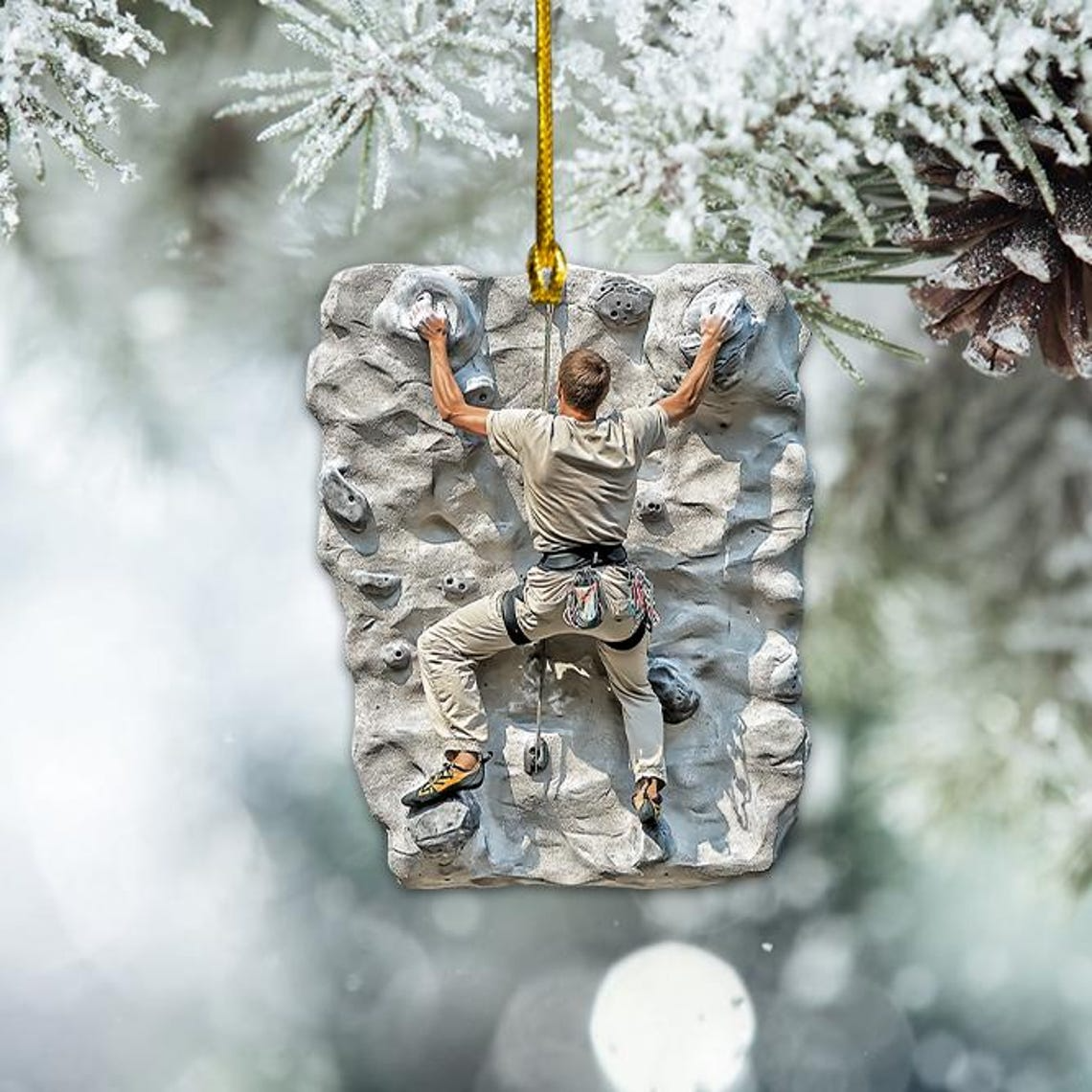 Rock Climbing Christmas Tree Ornament, Climber Hanging Christmas Ornament Decor Holiday Gift