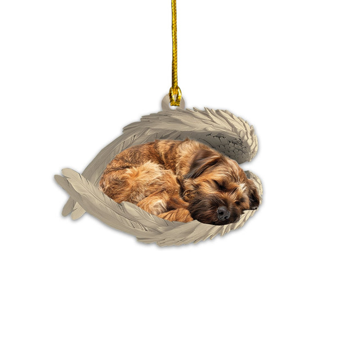 Wheaten Terrier Dog Sleeping Angel Wings Christmas Ornament, Cute Terrier Dog Christmas Ornament Gift