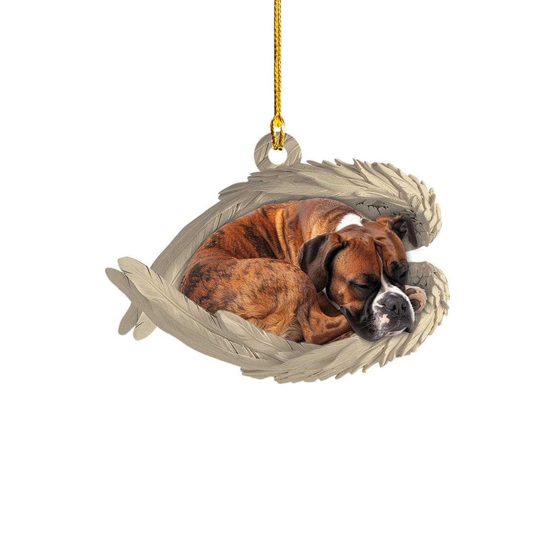 Christmas Boxer Dog Sleeping Angel Wings Ornament, Boxer Dog Christmas Ornament Holiday Gift