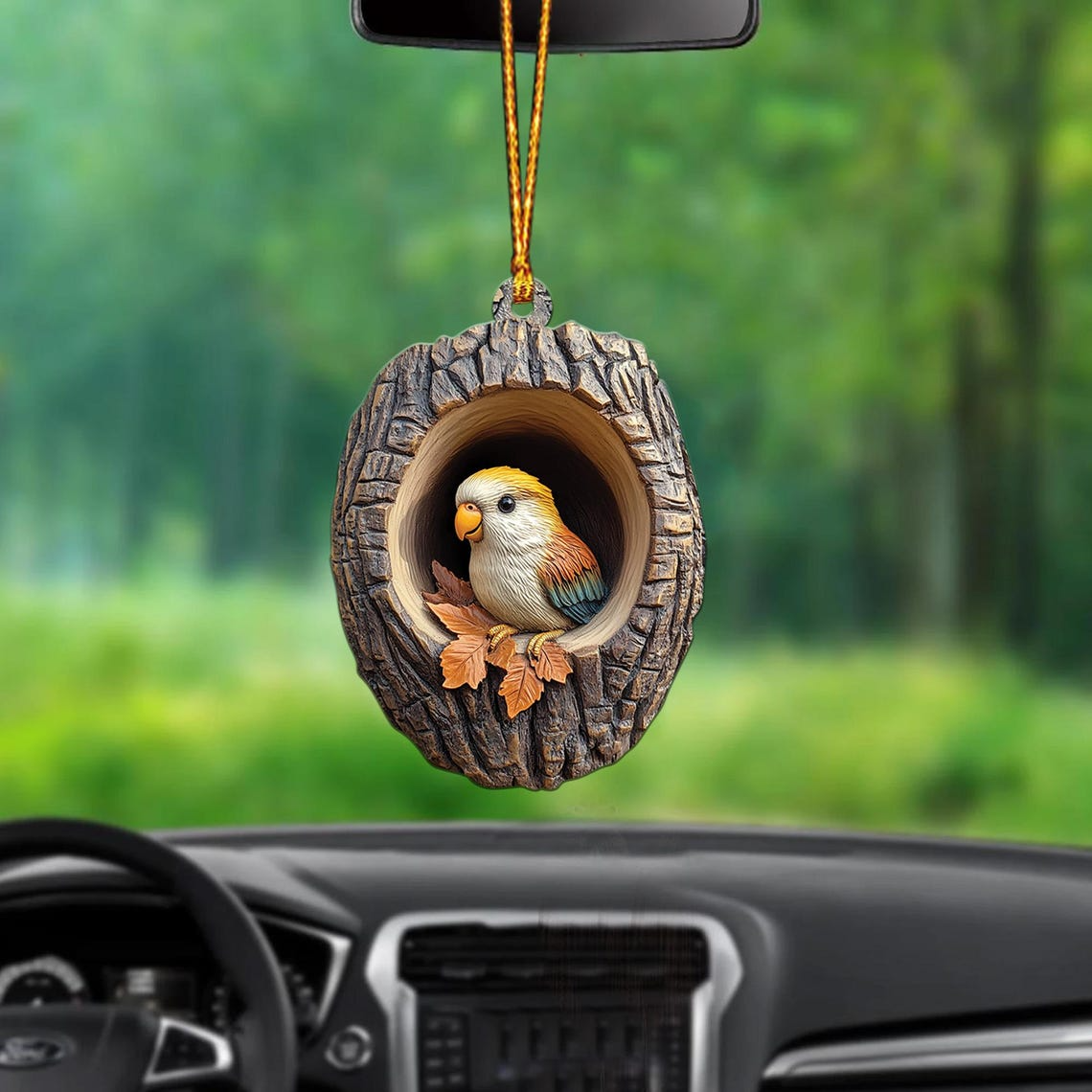 Cute Parrot Hanging Christmas Ornament, Christmas Parrot Rearview Mirror Car Ornament Decor