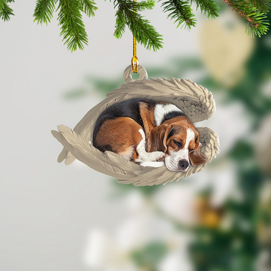 Beagle Dog Sleeping Angel Wings Ornament, Lovely Beagle Dog Hanging Christmas Ornament Gift