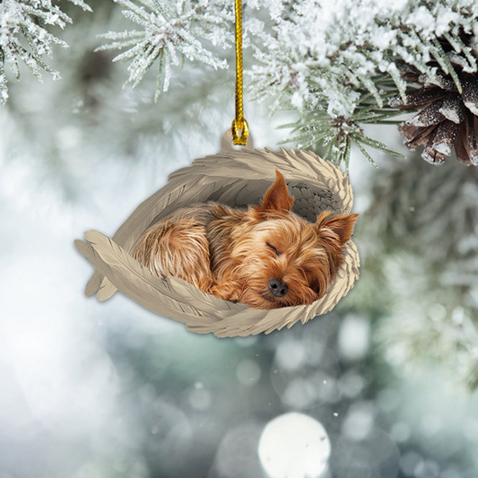 Yorkshire Terrier Dog Sleeping Angel Wings Ornament, Yorkshire Terrier Dog Christmas Ornament Decor Gift