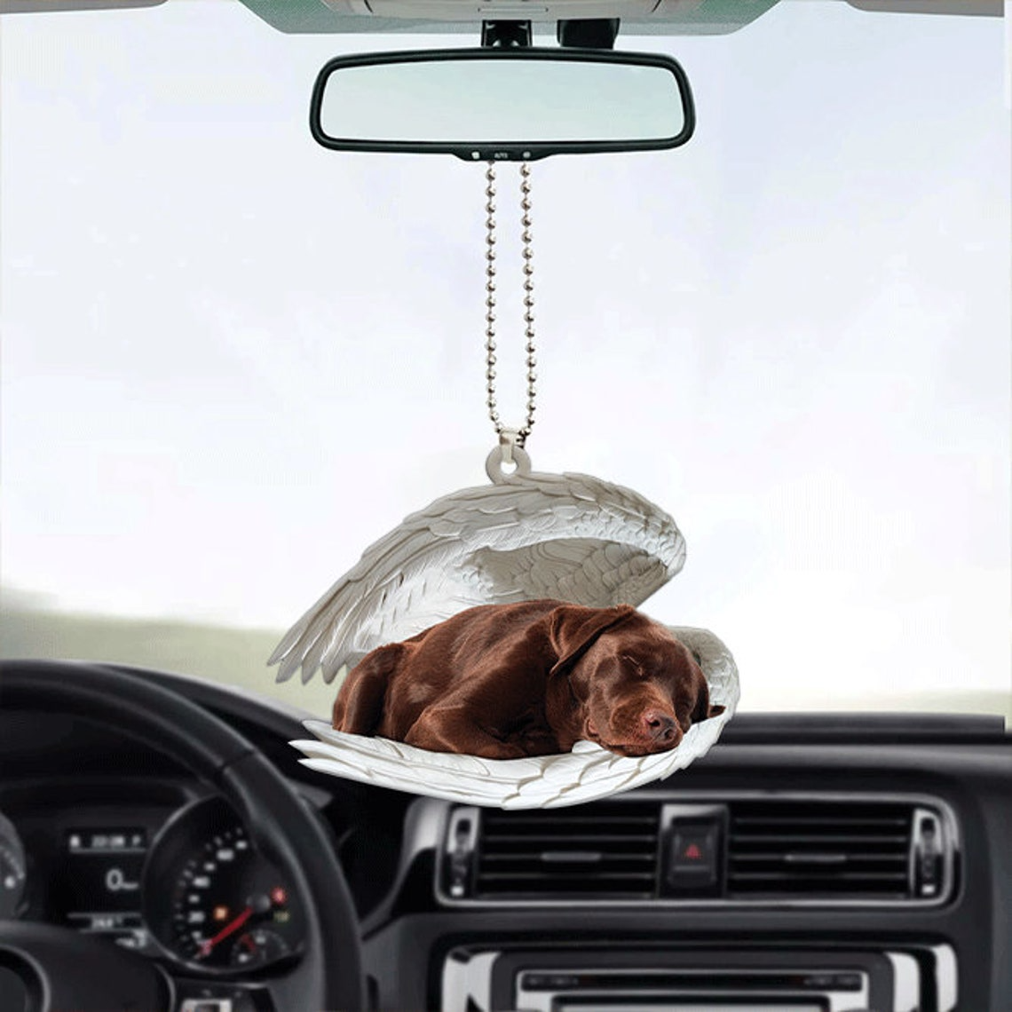 Cute Dog Sleeping Christmas Ornament, Labrador Retriever Dog Angel Wings Car Ornament