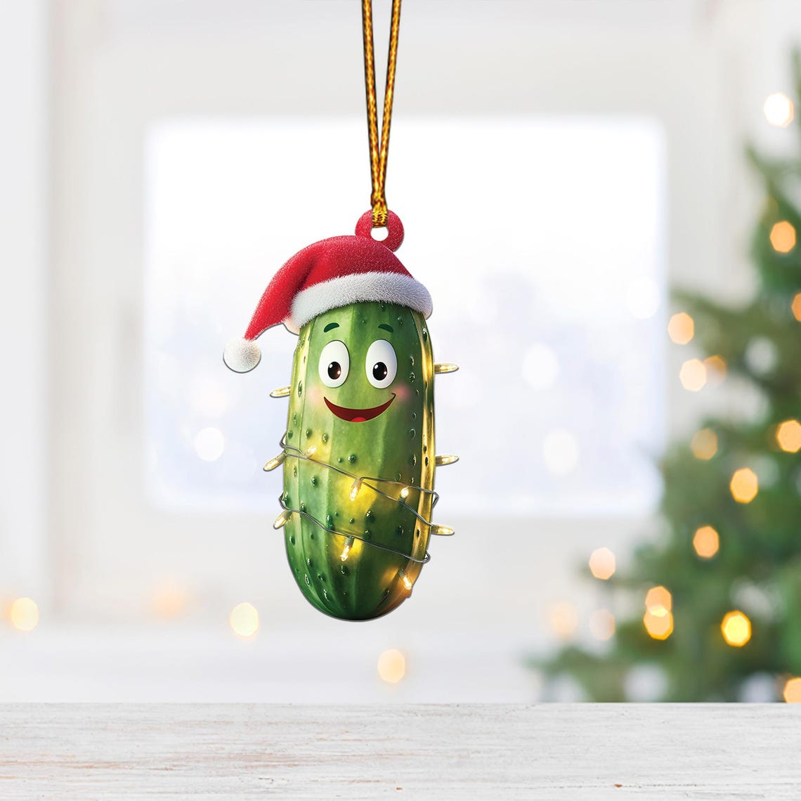 Lovely Cucumber Christmas Tree Ornament, Christmas Cucumber Flat Hanging Ornament Decro Gift