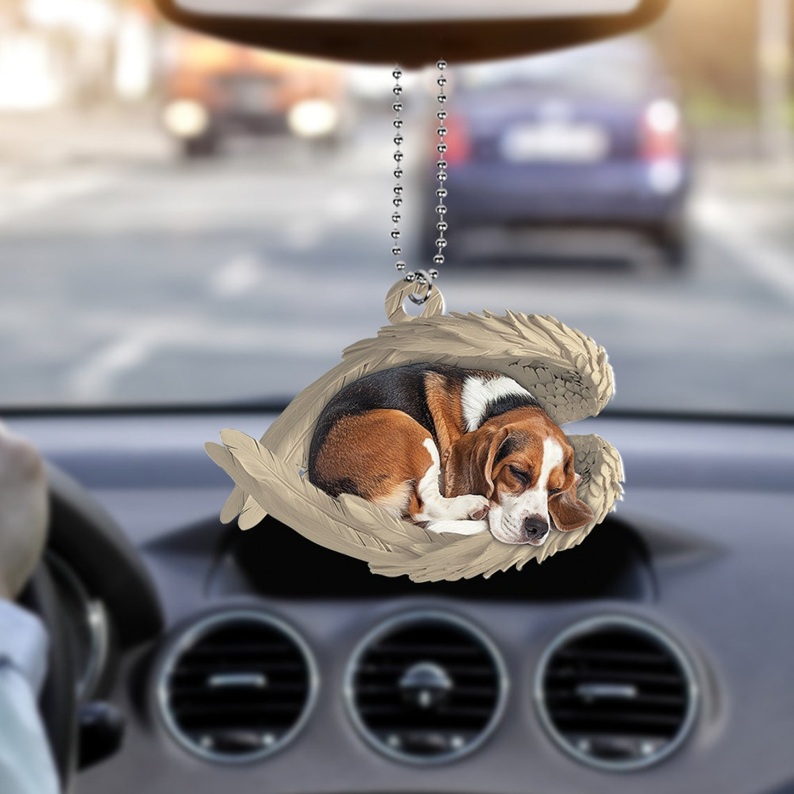 Beagle Dog Sleeping Angel Wings Ornament, Lovely Beagle Dog Hanging Christmas Ornament Gift