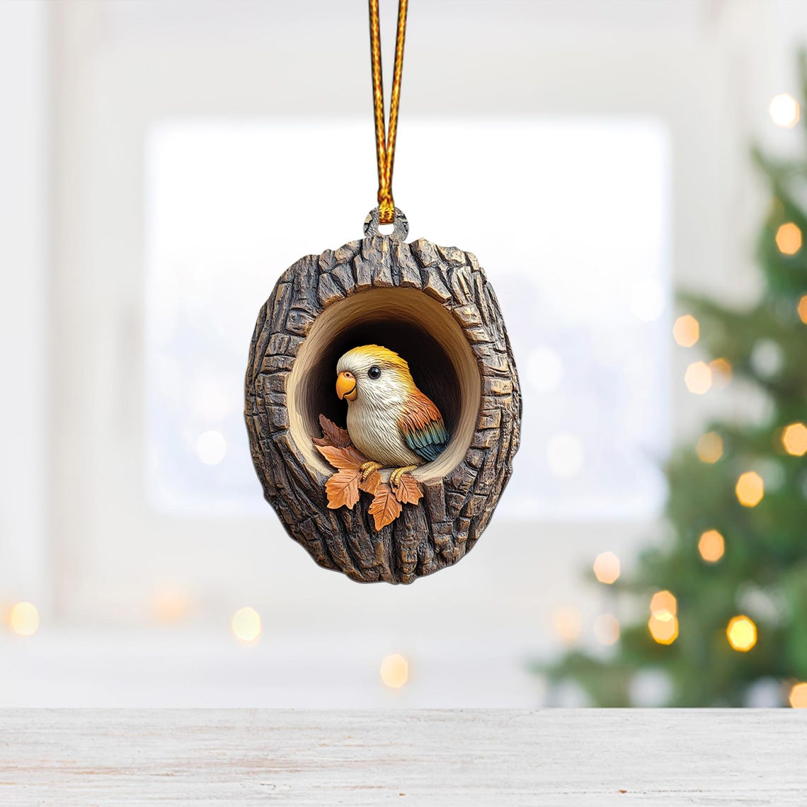 Cute Parrot Hanging Christmas Ornament, Christmas Parrot Rearview Mirror Car Ornament Decor