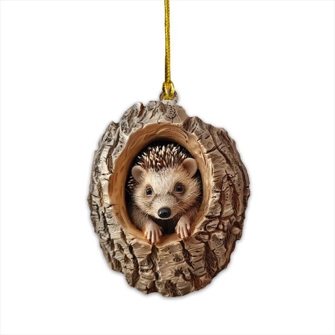 Christmas Hedgehog Flat Ornament Decor, Hedgehog Hanging Ornament Holiday Gift