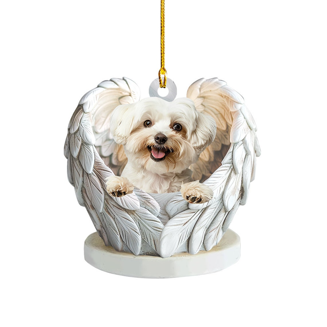 Maltese Dog Angel Christmas Ornament Gift, Maltese Dog Rearview Mirror Car Ornament Decor (Copy)