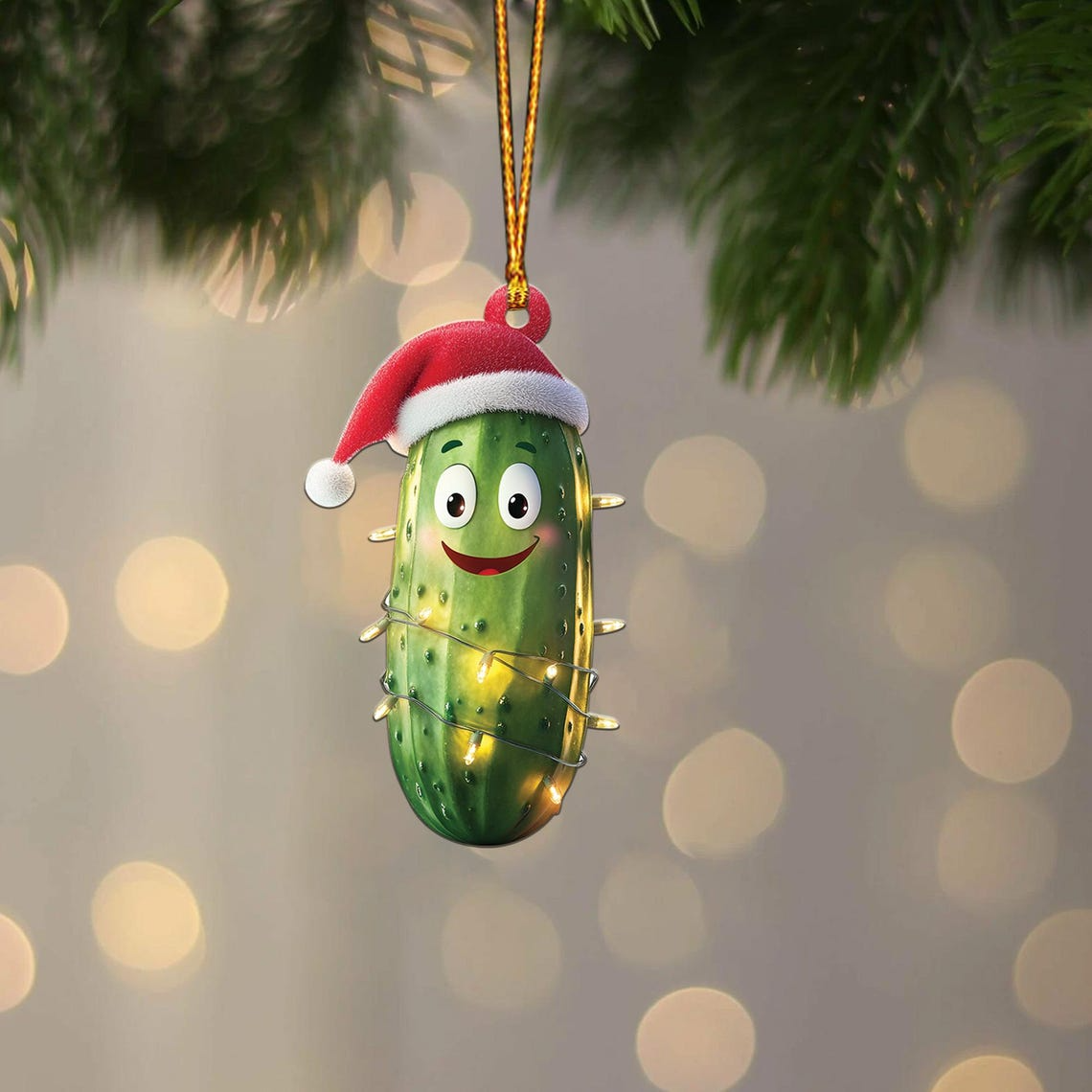 Lovely Cucumber Christmas Tree Ornament, Christmas Cucumber Flat Hanging Ornament Decro Gift