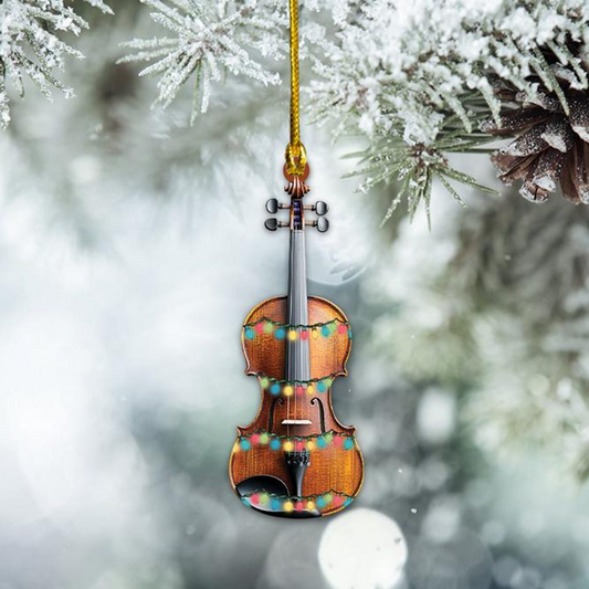 Violin Hanging Christmas Light Ornament, Classic Music Christmas Ornament Decor Gift Holiday