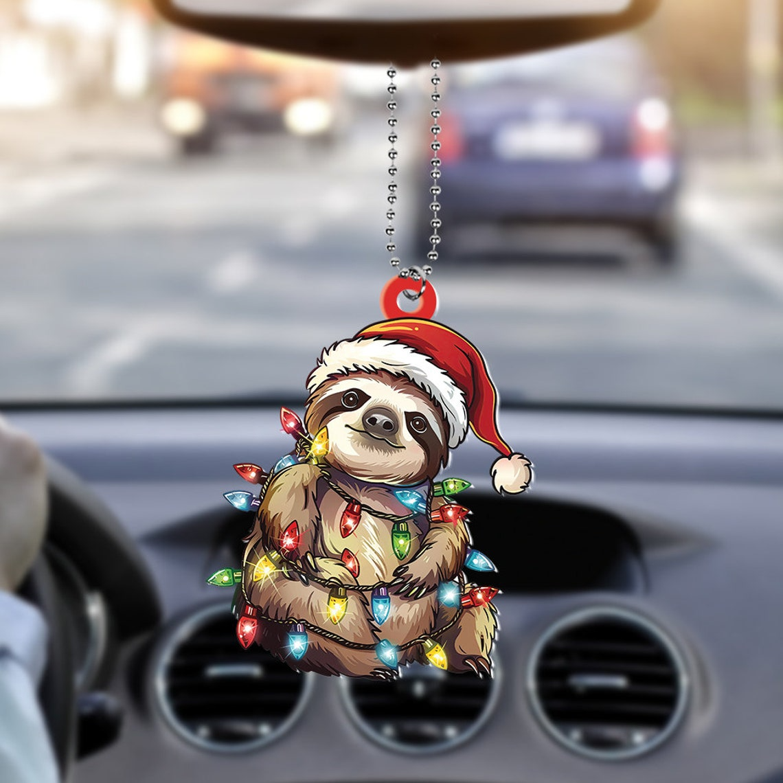 Sloth Christmas Lights Ornament Gift, Cute Sloth Hanging Christmas Tree Ornament Decor Holiday