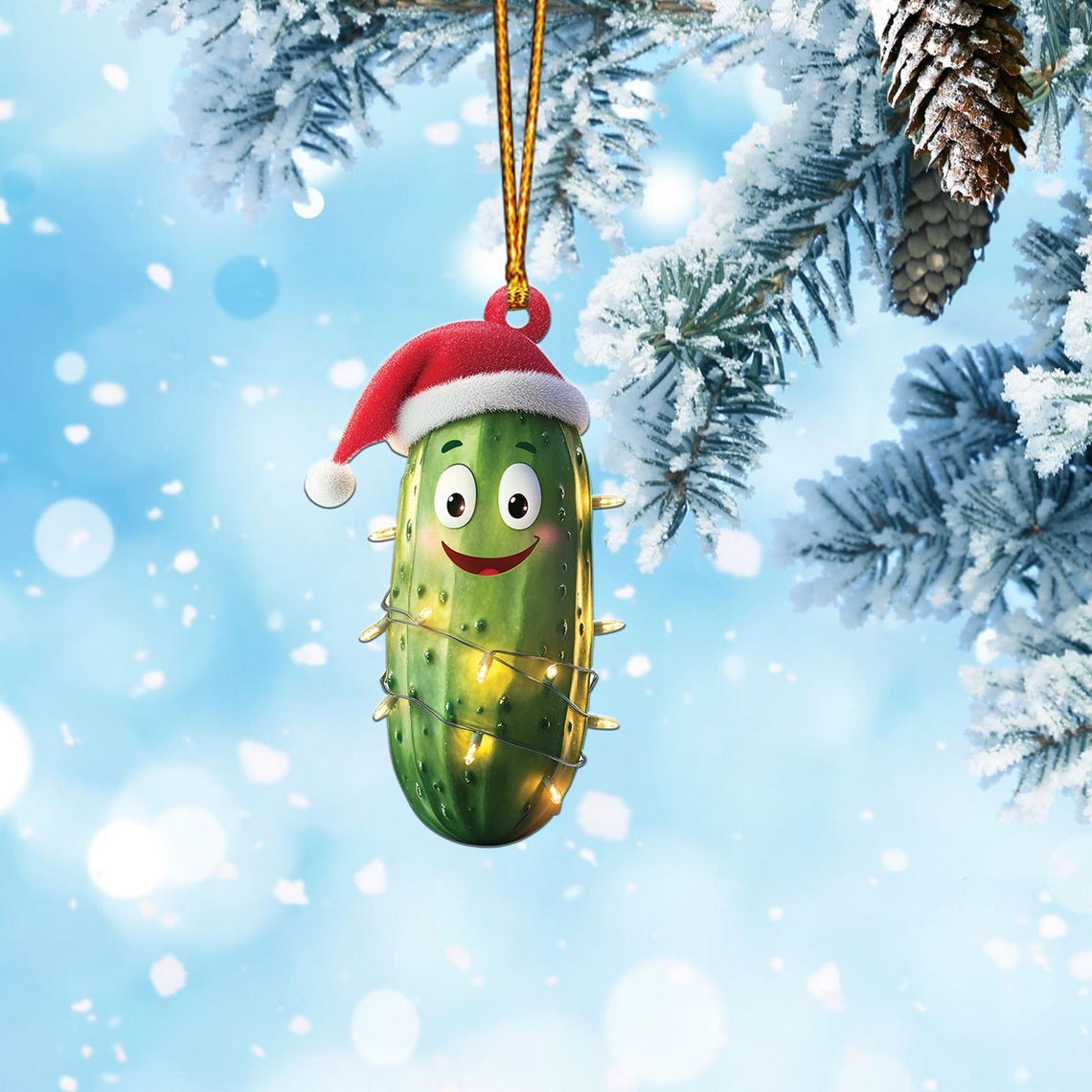 Lovely Cucumber Christmas Tree Ornament, Christmas Cucumber Flat Hanging Ornament Decro Gift