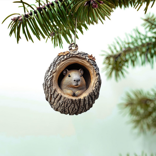 Capybara Christmas Ornament Decor Holiday, Cute Capybara Rearview Mirror Car Ornament Gift