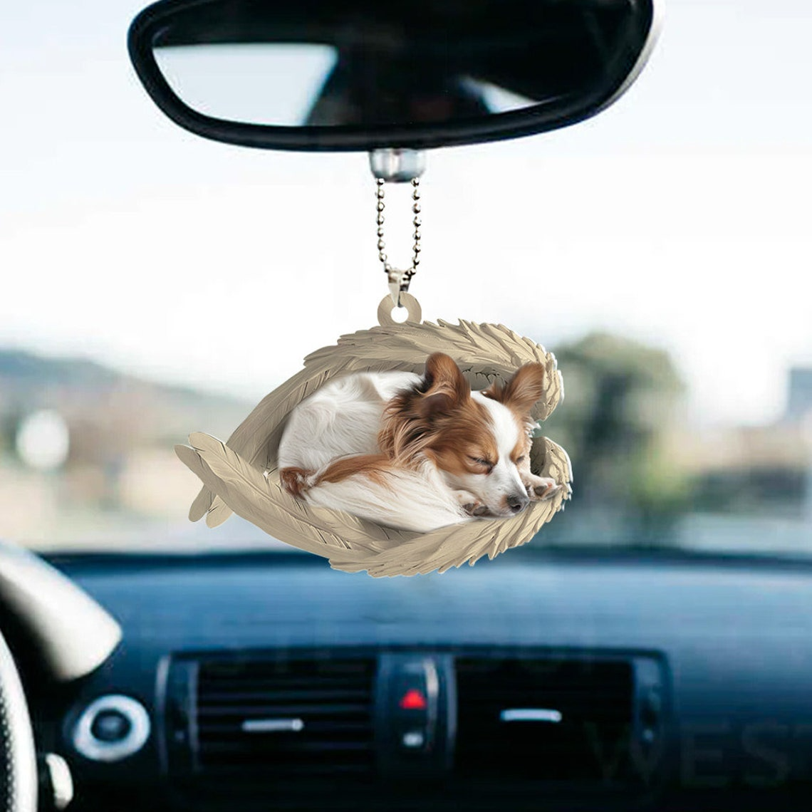 Papillon Dog Hanging Christmas Ornament Gift, Christmas Papillon Dog Car Ornament Decor Gift