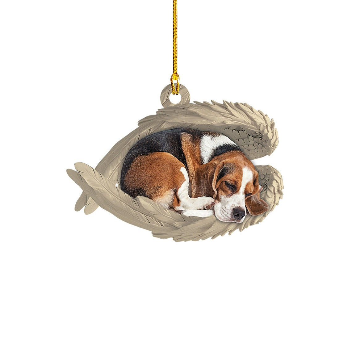 Beagle Dog Sleeping Angel Wings Ornament, Lovely Beagle Dog Hanging Christmas Ornament Gift