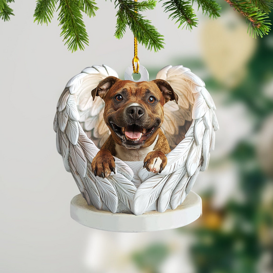 Staffordshire Bull Terrier Dog Angel Wings Ornament, Cute Dog Christmas Ornament Decor Gift