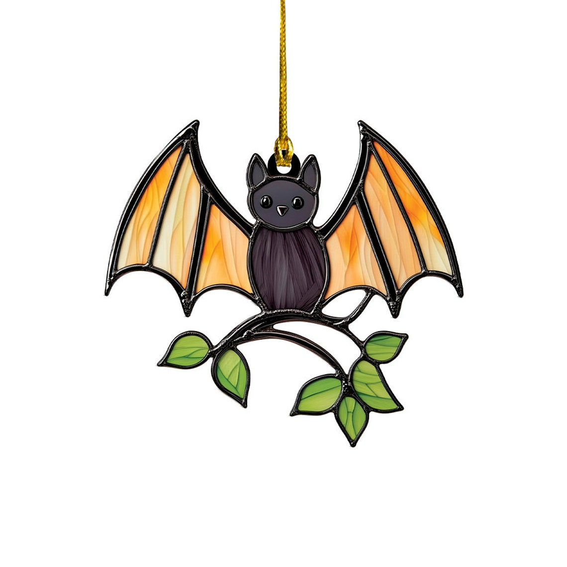 Bat on Tree Branches Halloween Hanging Suncatcher, Bat Suncatcher Halloween Decor