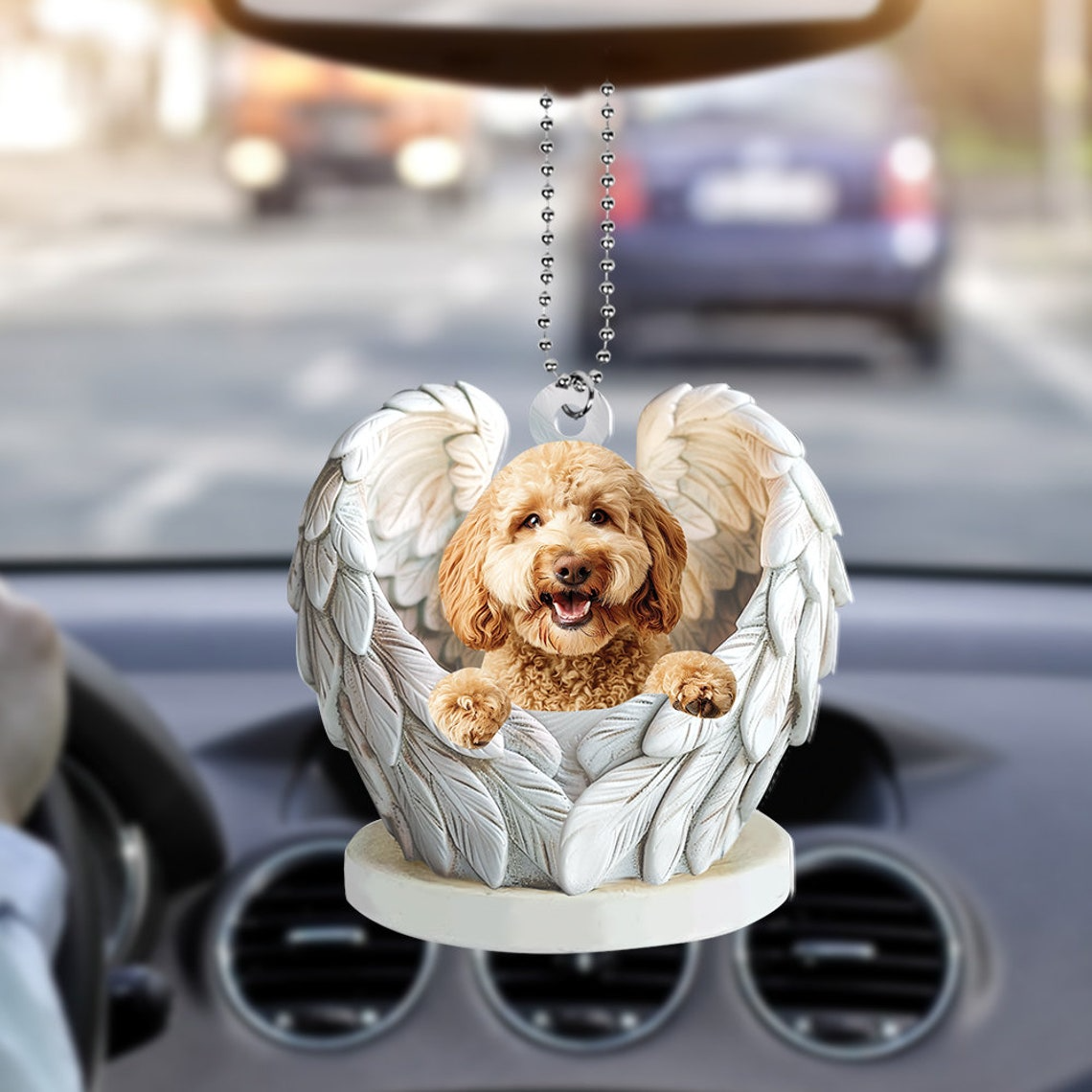 Cute Goldendoodle Dog Angel Ornament, Goldendoodle Dog Hanging Christmas Ornament Gift