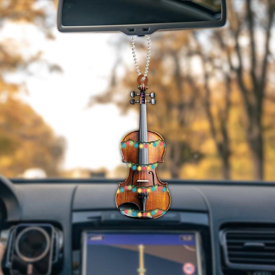 Violin Hanging Christmas Light Ornament, Classic Music Christmas Ornament Decor Gift Holiday