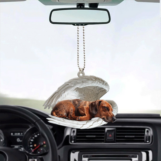 Christmas Dog Angel Wings Car Hanging Ornament, Cute Dachshund Dog Christmas Ornament Decor Gift