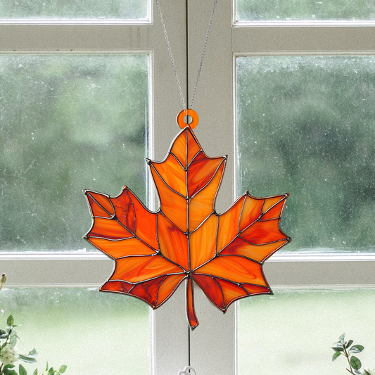 Maple Leaf Fall Suncatcher Decor, Fall Leaf Window Ornament Gift