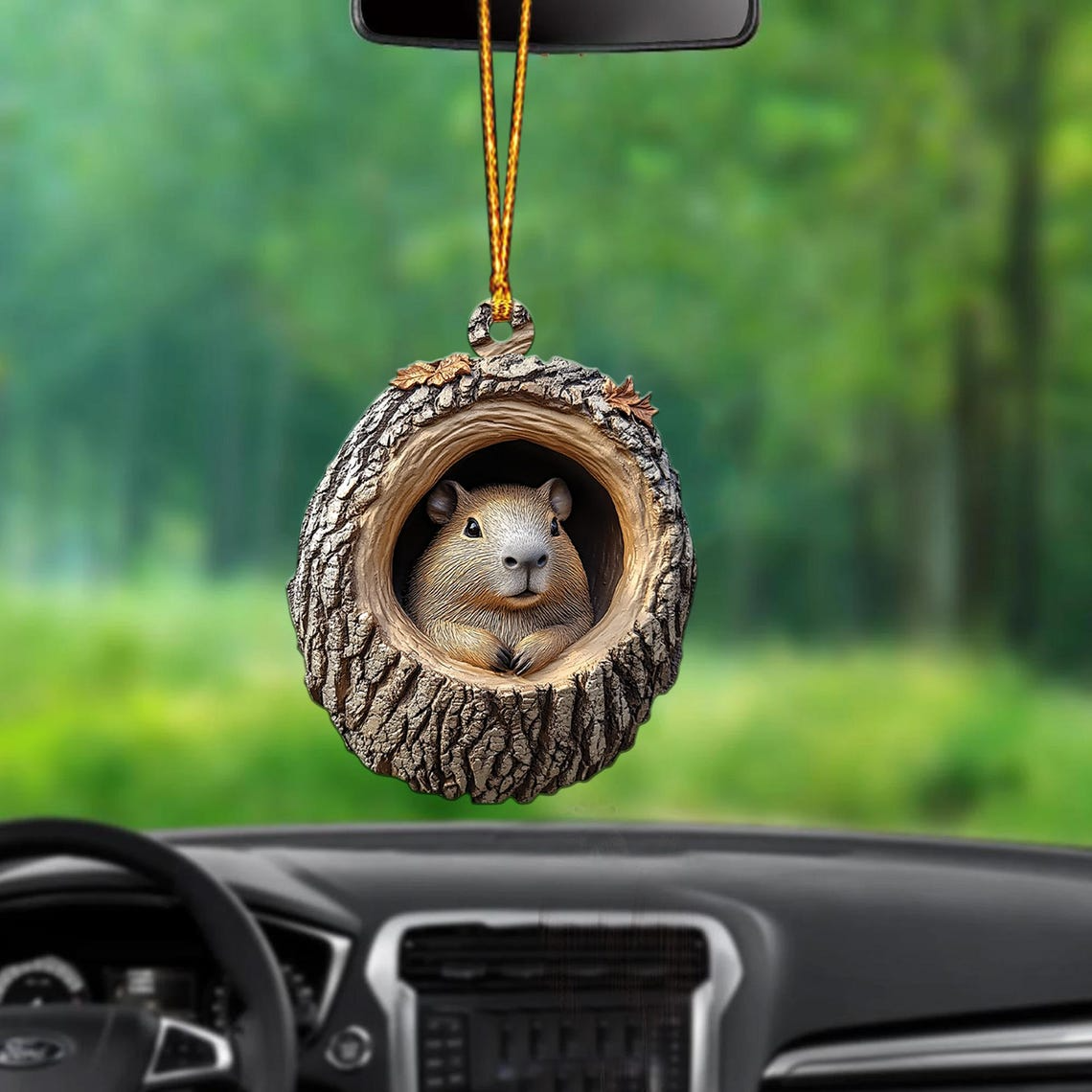 Capybara Christmas Ornament Decor Holiday, Cute Capybara Rearview Mirror Car Ornament Gift