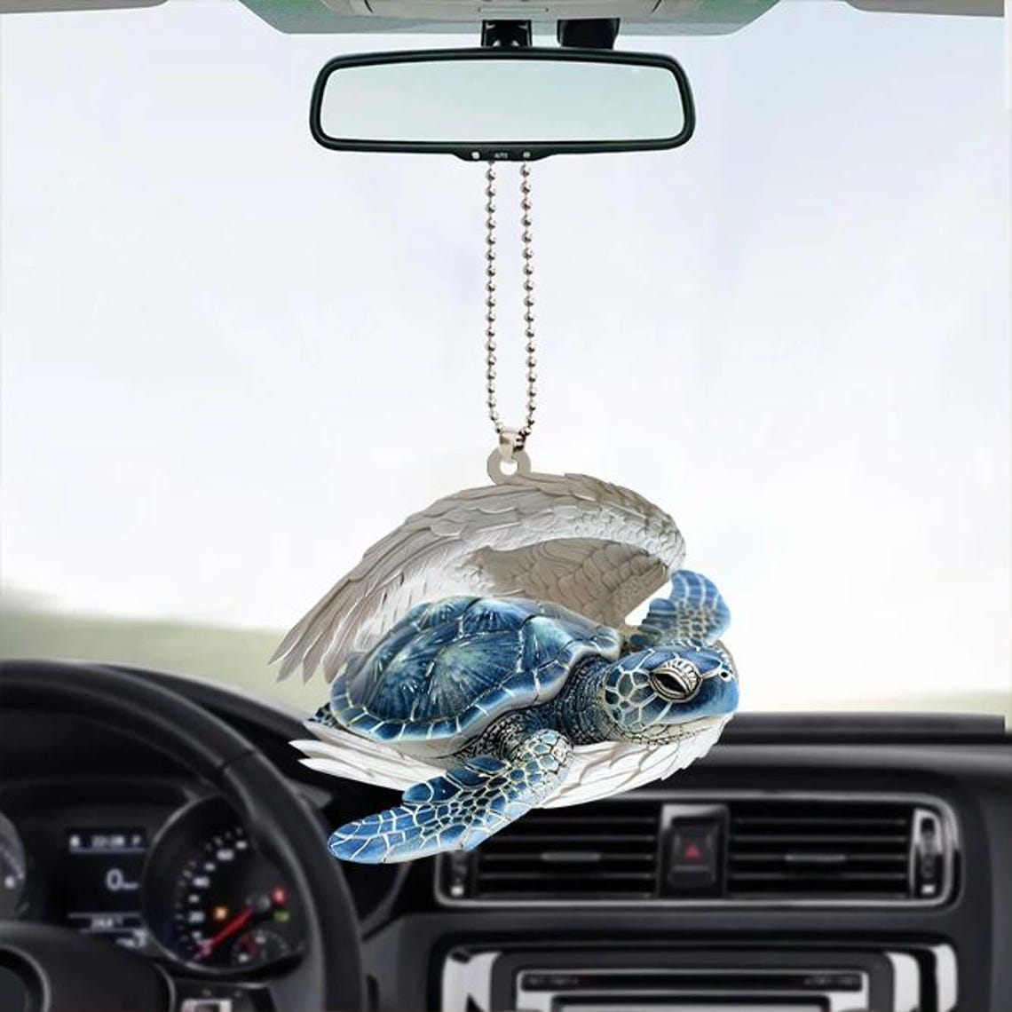 Turtle Angel Wings Car Hanging Christmas Ornament, Turtle Sleeping Angel Ornament Decor Gift