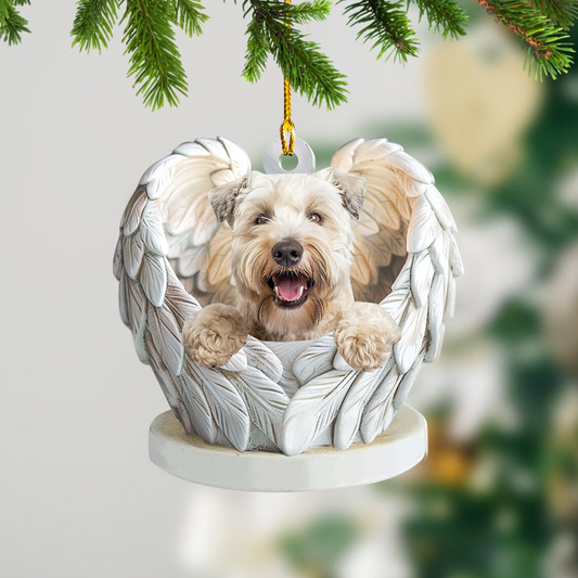 Wheaten Terrier Dog Angels Christmas Ornament, Wheaten Terrier Dog Car Hanging Christmas Ornament