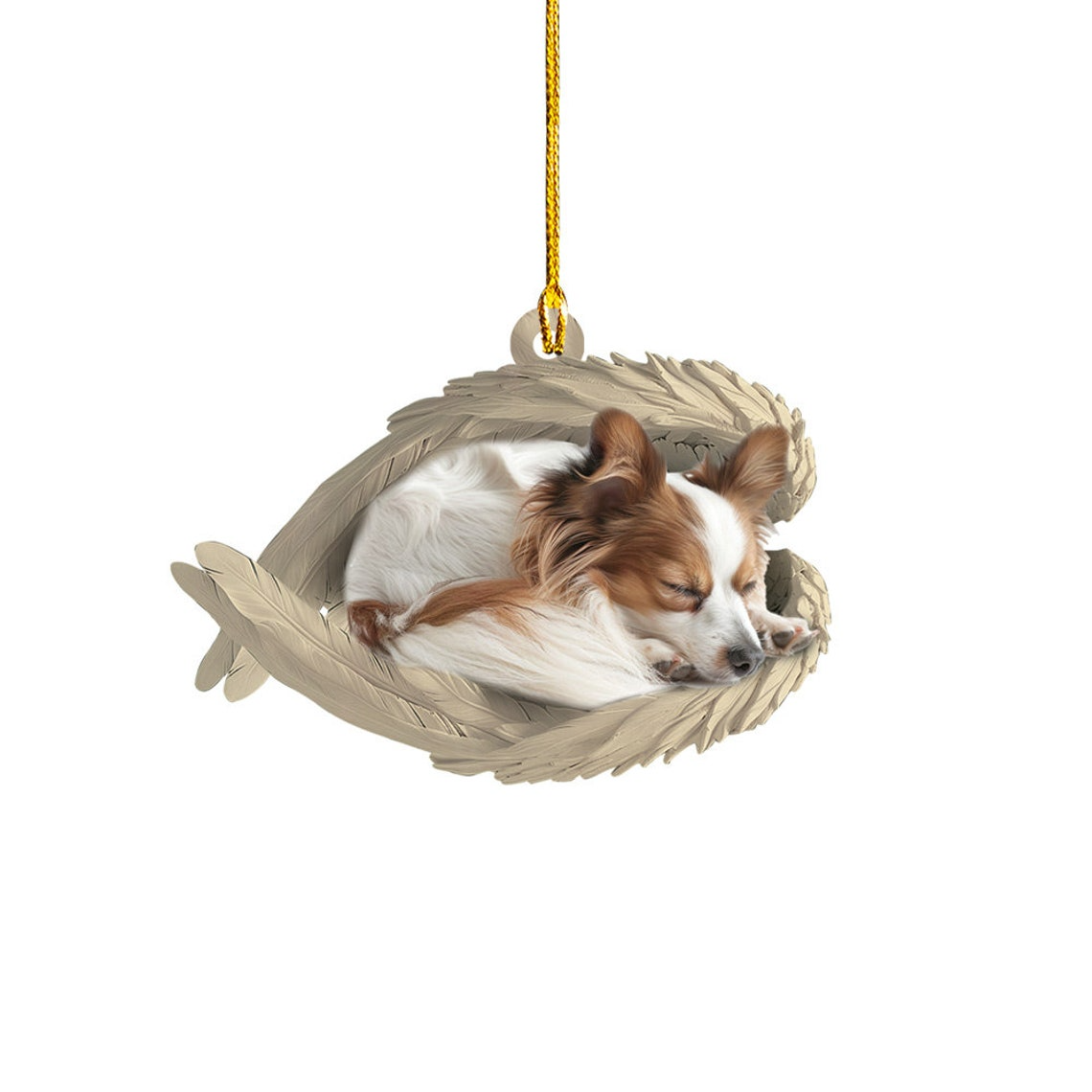 Papillon Dog Hanging Christmas Ornament Gift, Christmas Papillon Dog Car Ornament Decor Gift