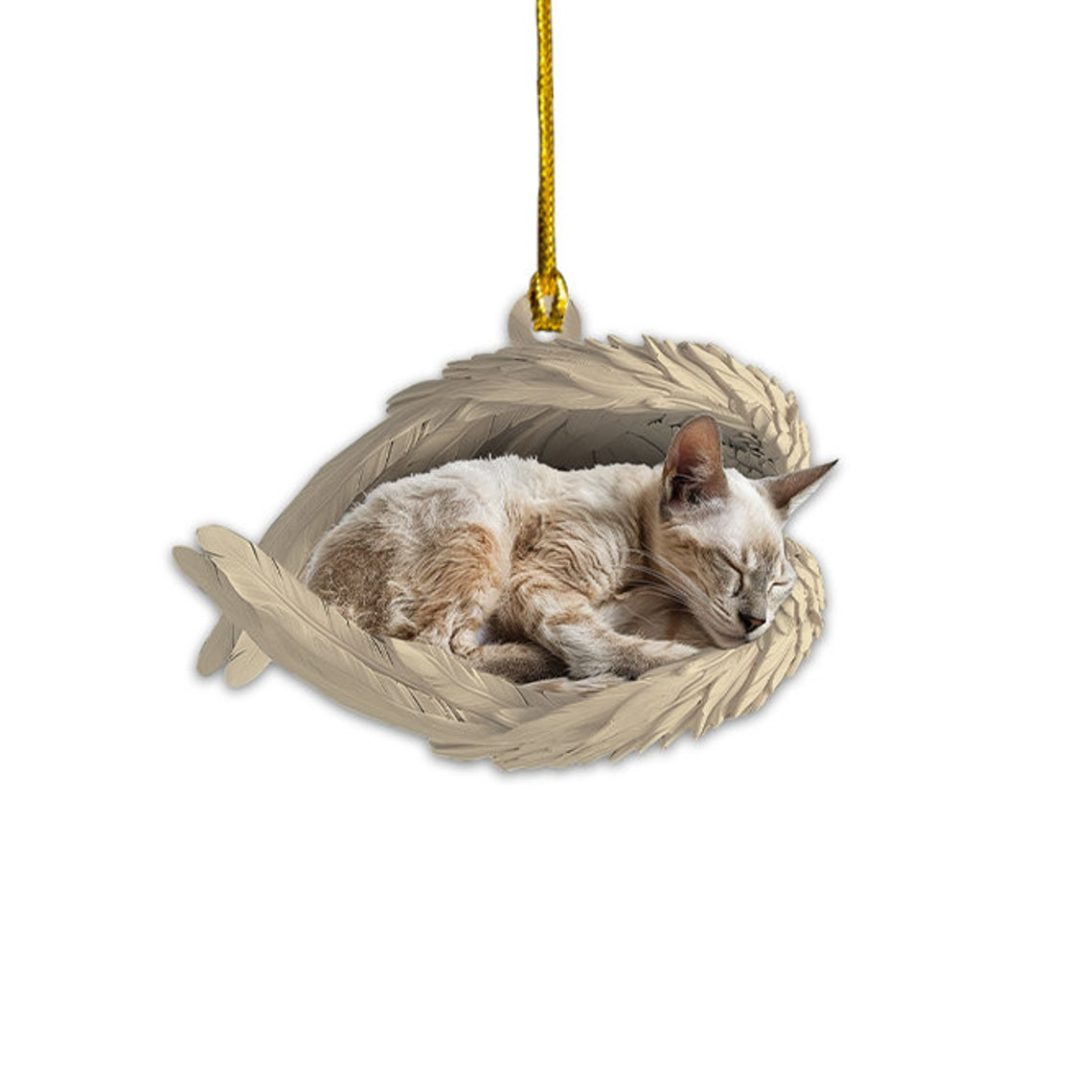 Oriental Shorthair Cat Sleeping Angel Wings Christmas Ornament, Oriental Shorthair Cat Christmas Ornament Decor Gift