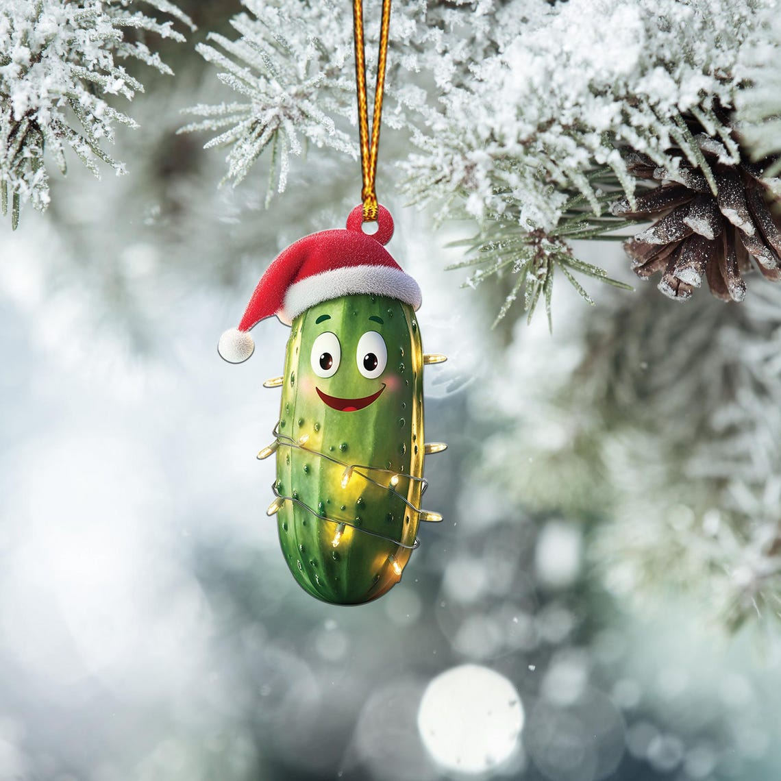 Lovely Cucumber Christmas Tree Ornament, Christmas Cucumber Flat Hanging Ornament Decro Gift