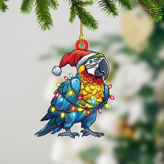 Colorful Macaw Christmas Lights Ornament, Christmas Ornament Macaw Flat Car Hanging Decor