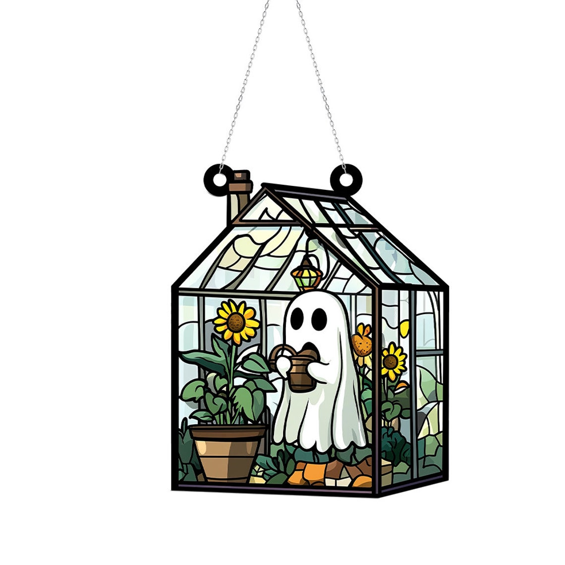 Cute Ghost Hanging Suncatcher Ornament, Ghost Greenhouse Home Decor