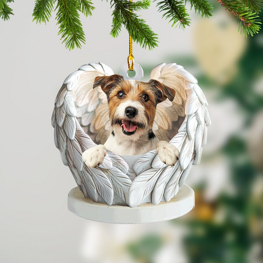 Parson Russell Dog Angel Wings Christmas Ornament, Parson Russell Dog Hanging Christmas Ornament