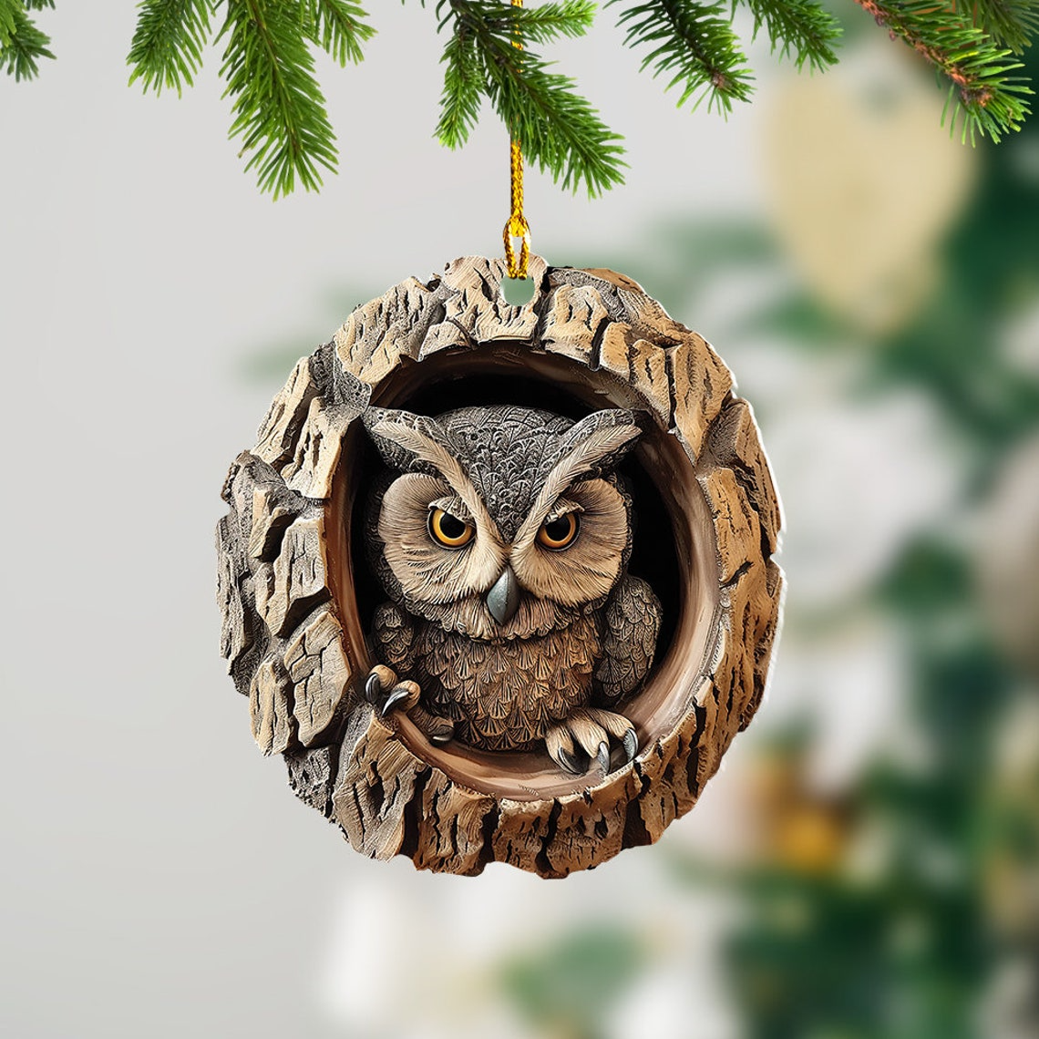 Classic Owl Hanging Christmas Tree Ornament, Bird Ornament Holiday Gift for Owl Lovers