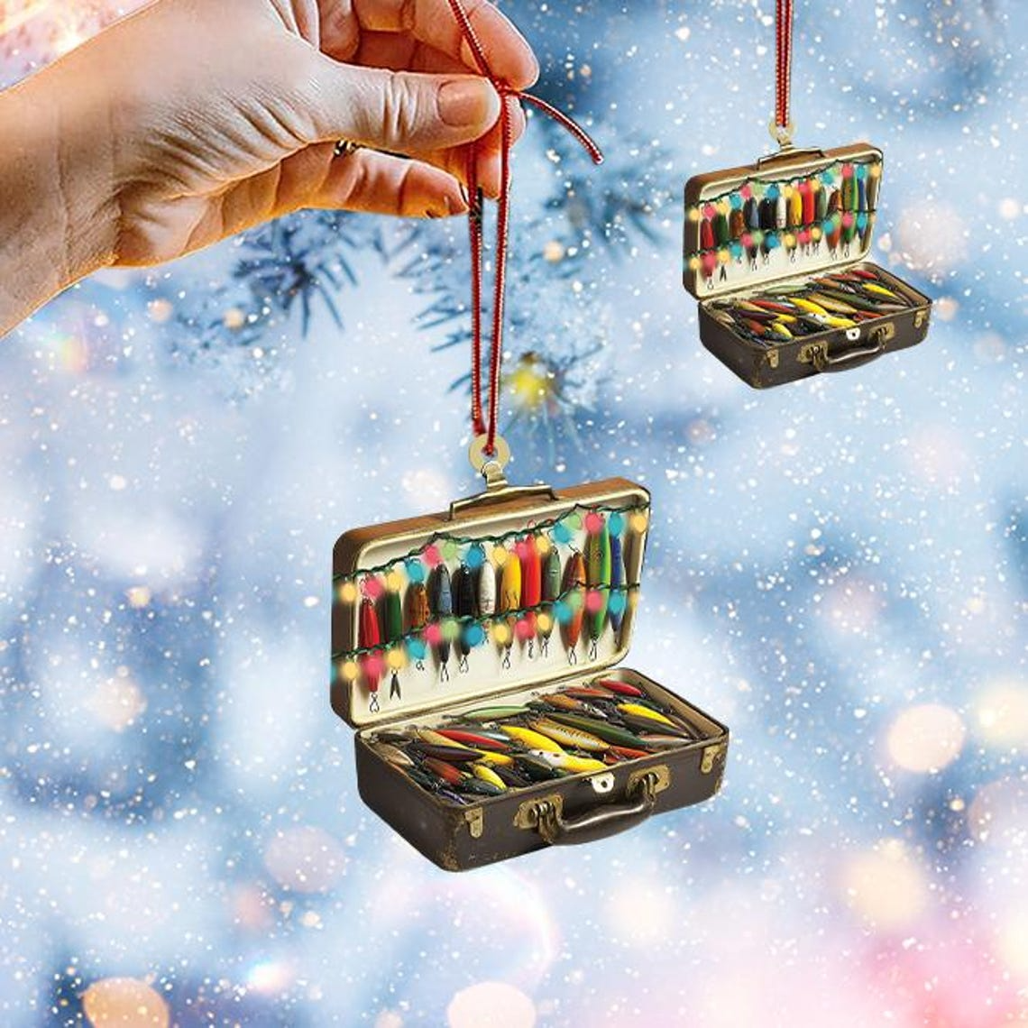 Tackle Box Hanging Christmas Tree Ornament, Lovely Fisherman Christmas Ornament Decor Gift