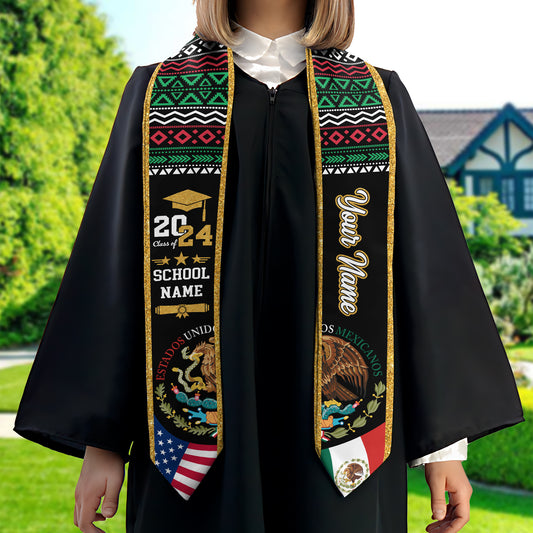 Personalized Mexican Class Of 2024 Graduation Stoles