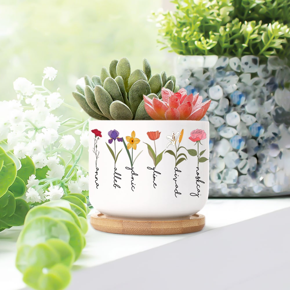Birth Month Flowers - Personalized Plant Pot