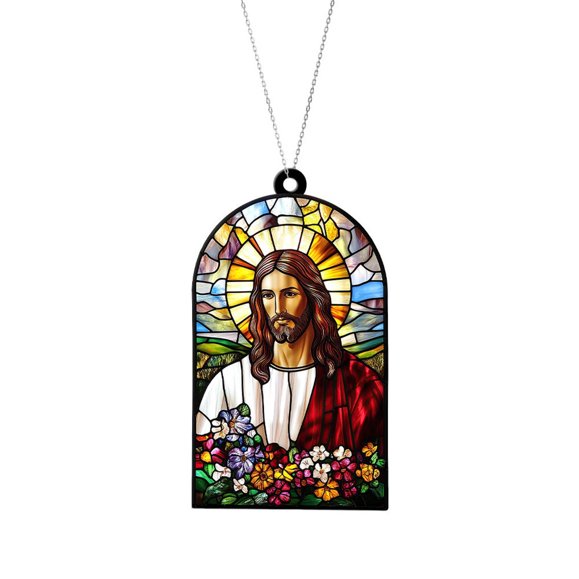 Jesus Hanging Suncatcher Ornament, Christian Faith God Window Suncatcher