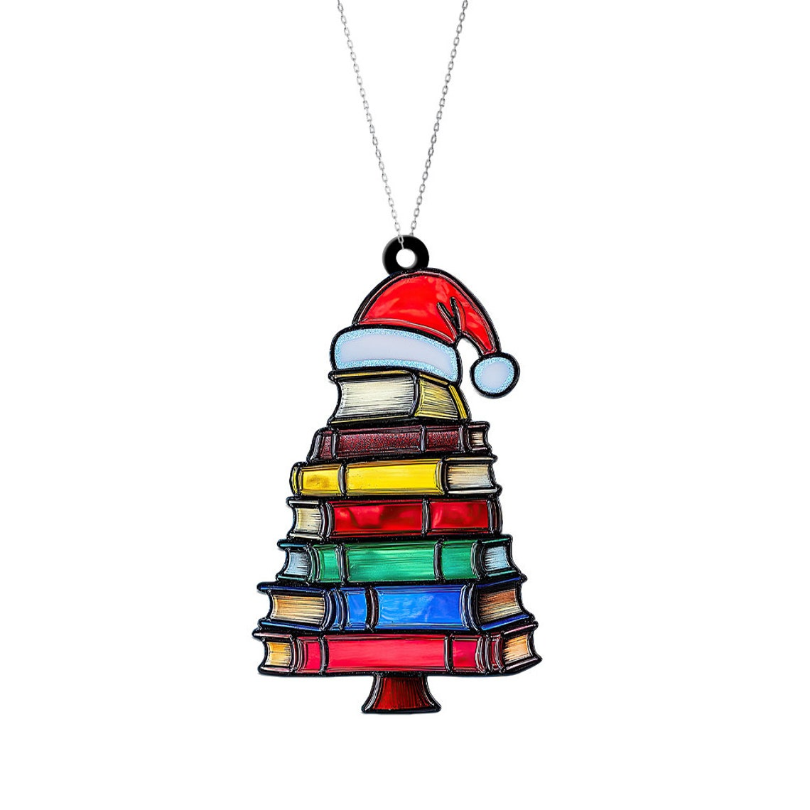 Bookstack Christmas Suncatcher Ornament, Reading Room Window Suncatcher Decor