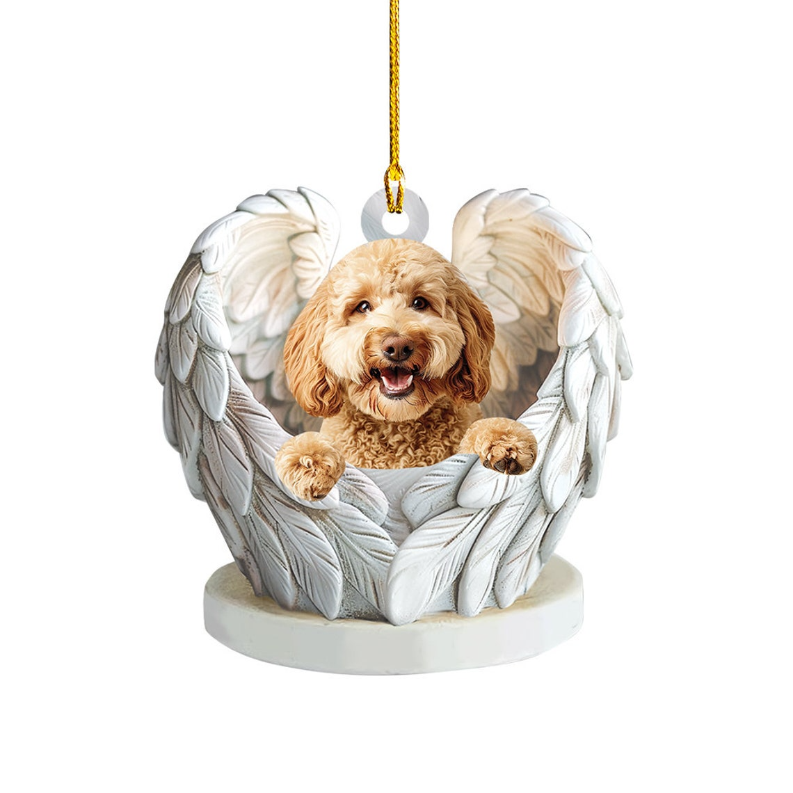 Cute Goldendoodle Dog Angel Ornament, Goldendoodle Dog Hanging Christmas Ornament Gift