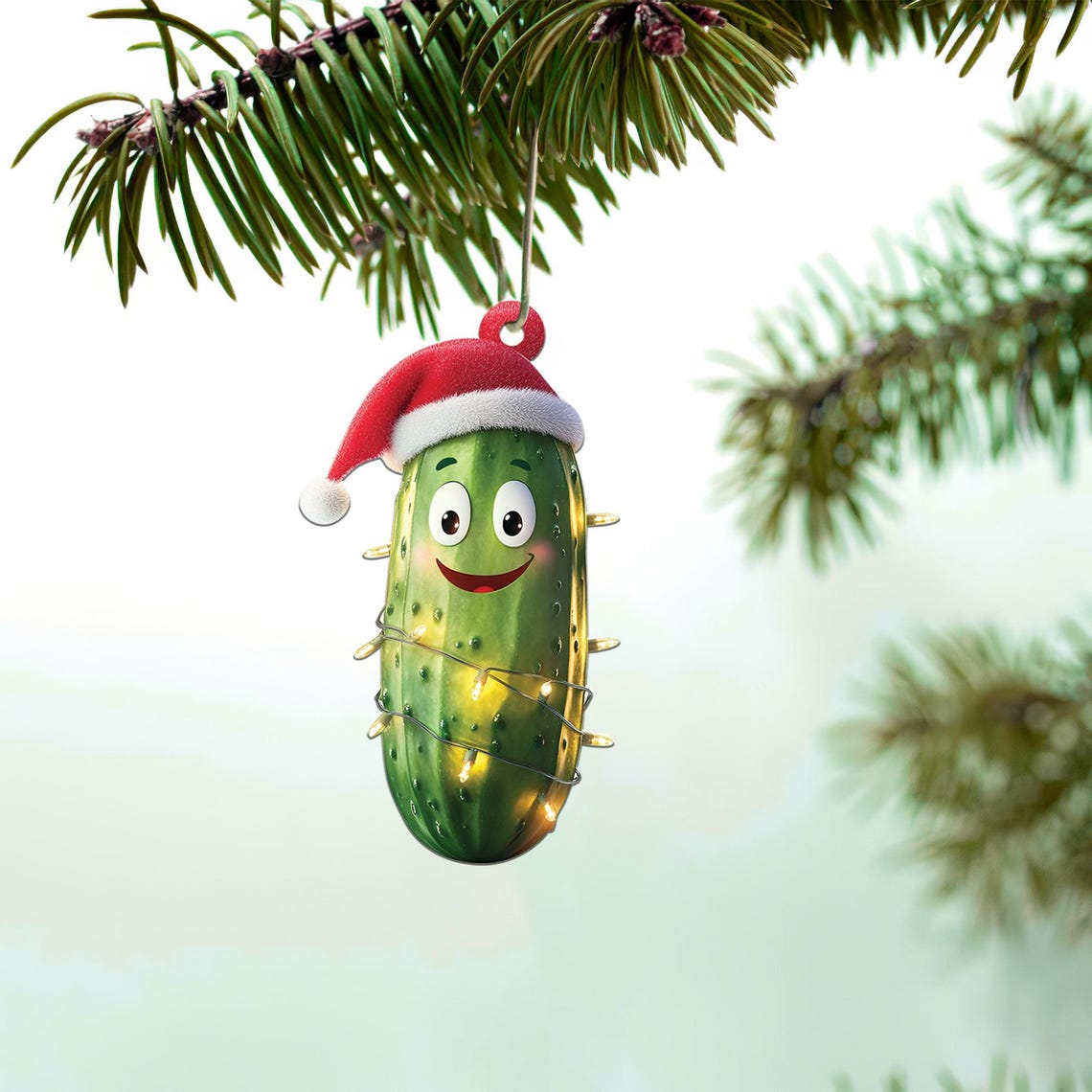 Lovely Cucumber Christmas Tree Ornament, Christmas Cucumber Flat Hanging Ornament Decro Gift