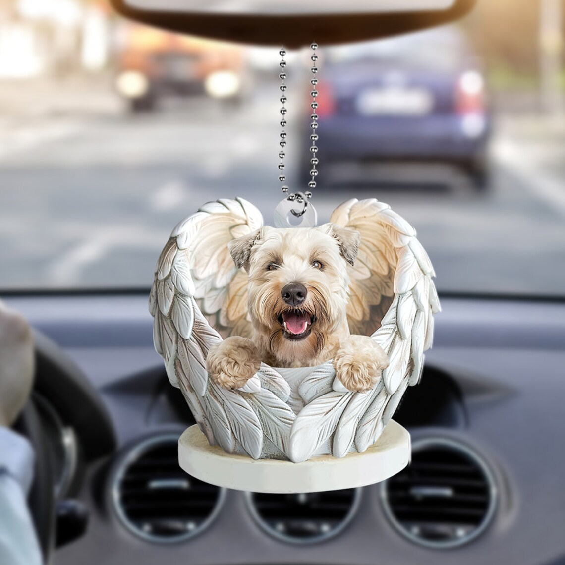 Wheaten Terrier Dog Angels Christmas Ornament, Wheaten Terrier Dog Car Hanging Christmas Ornament